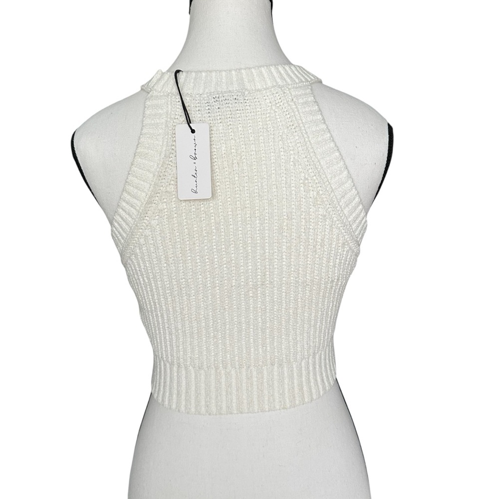NWT Hunter & Brown Ribbed Knit High Neck Halter Crop Top - Small - Clean Girl - Picture 3 of 8
